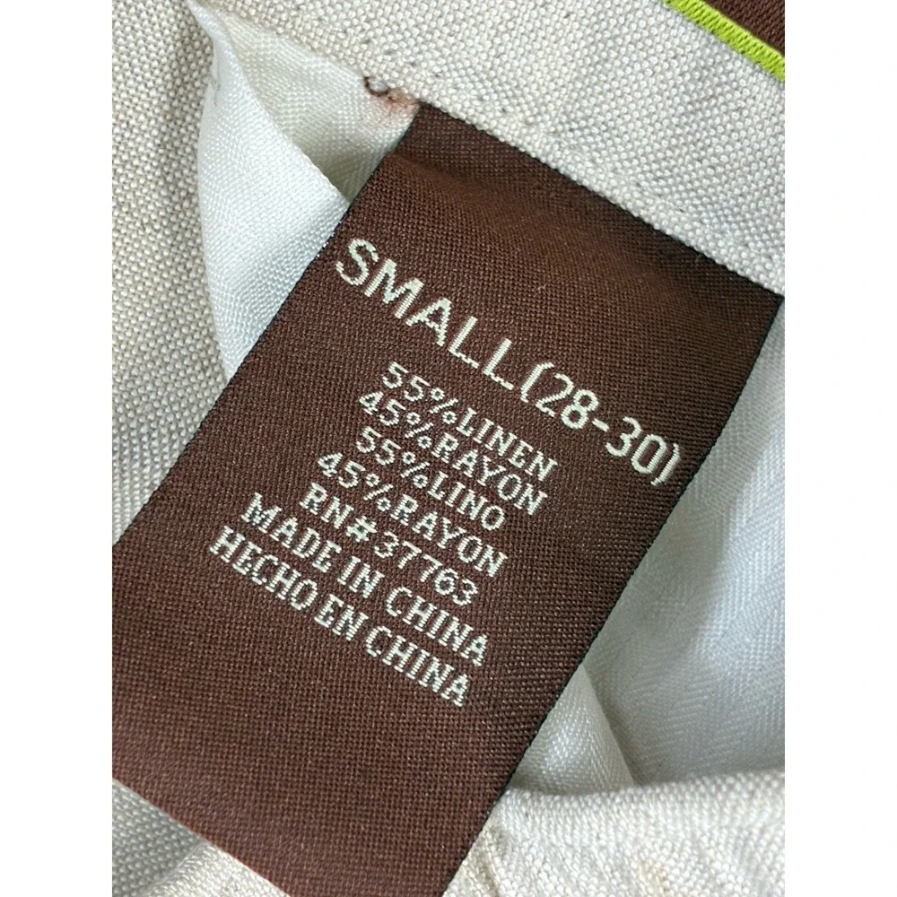 Cubavera Men's Linen Blend Casual Drawstring Pants Beige Small (28-30) #0405